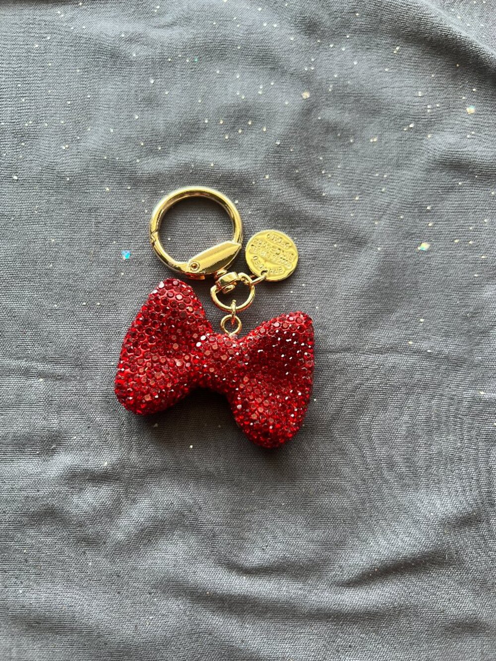 Red Glitter Bow Keychain NWT